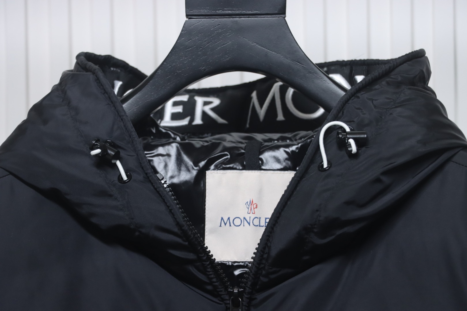 Moncler Embroidered Logo Down Jacket Black