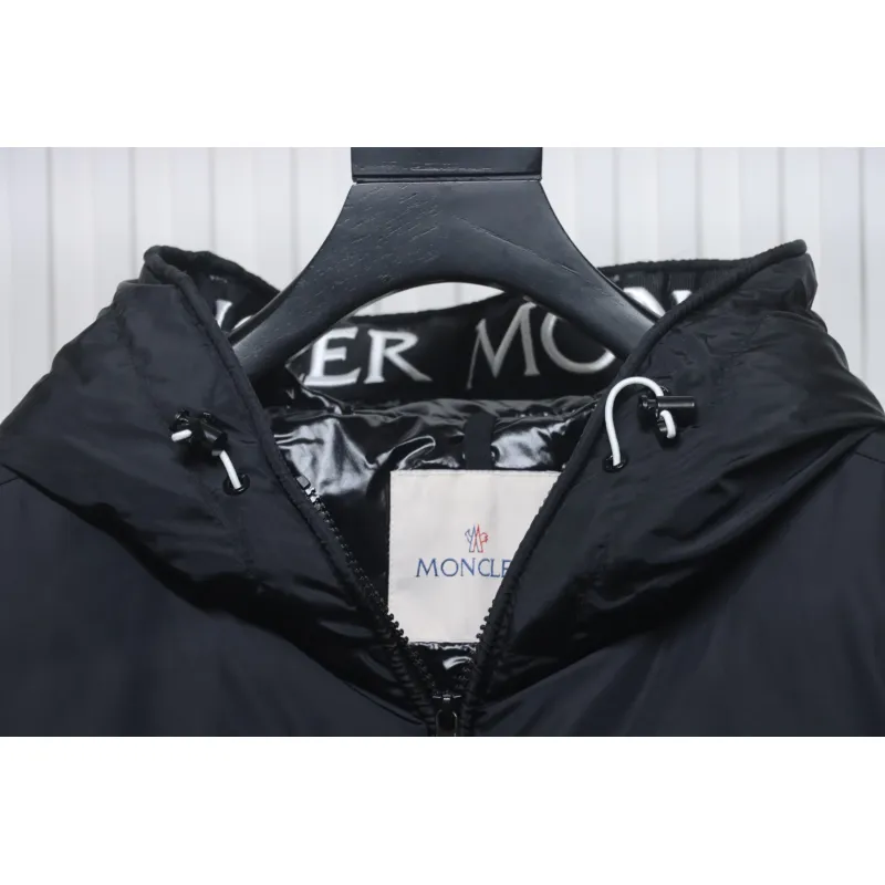 Moncler Embroidered Logo Down Jacket Black