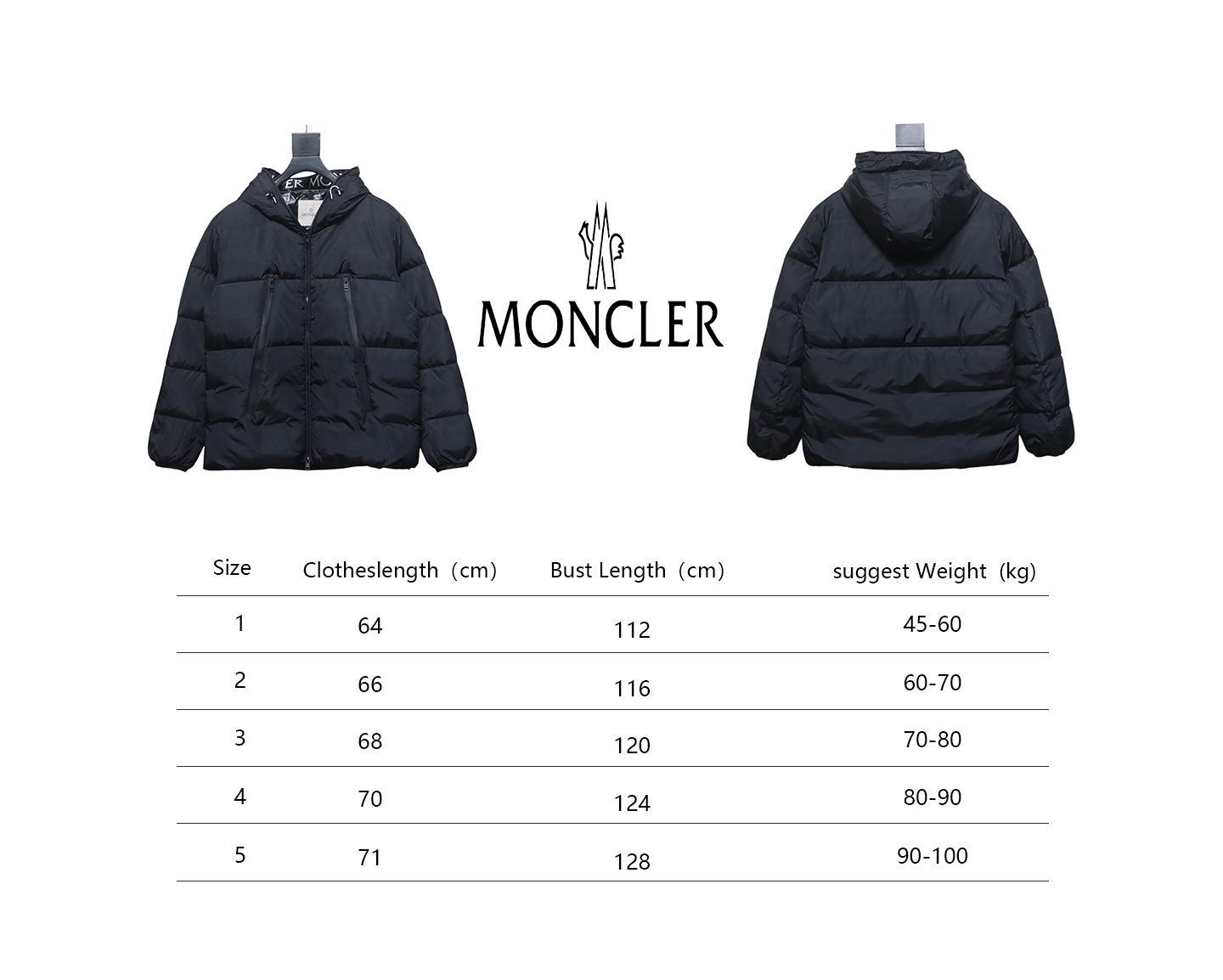 Moncler Embroidered Logo Down Jacket Black