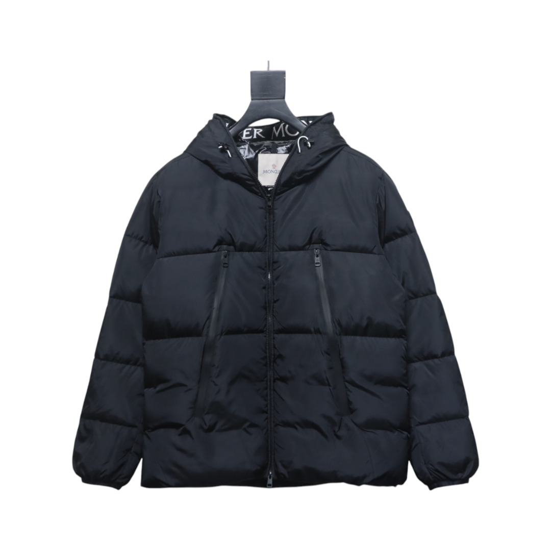 Moncler Embroidered Logo Down Jacket Black
