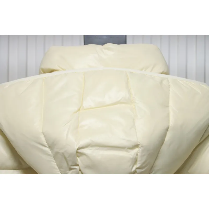 Moncler Women's Andro Detachable Hooded Short Glossy Down Jacket Cream White 