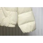 Moncler Women's Andro Detachable Hooded Short Glossy Down Jacket Cream White 