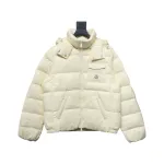 Moncler Women's Andro Detachable Hooded Short Glossy Down Jacket Cream White 