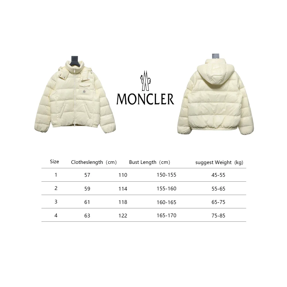 Moncler Women's Andro Detachable Hooded Short Glossy Down Jacket Cream White 