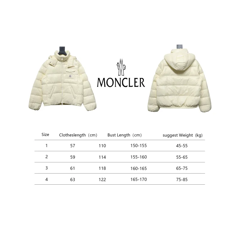 Moncler Women's Andro Detachable Hooded Short Glossy Down Jacket Cream White 