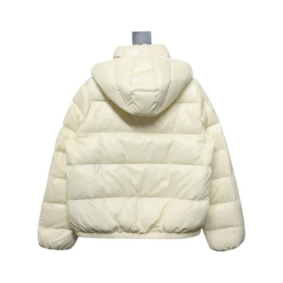 Moncler Women's Andro Detachable Hooded Short Glossy Down Jacket Cream White  02