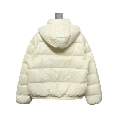 Moncler Women's Andro Detachable Hooded Short Glossy Down Jacket Cream White  02