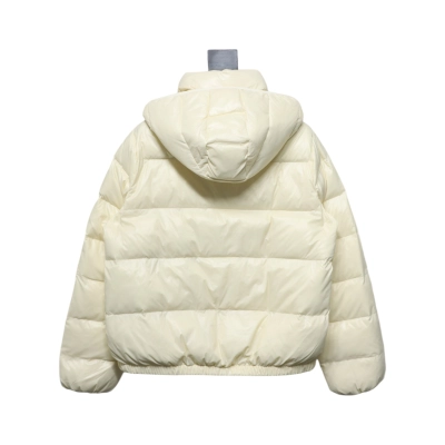Moncler Women's Andro Detachable Hooded Short Glossy Down Jacket Cream White  02