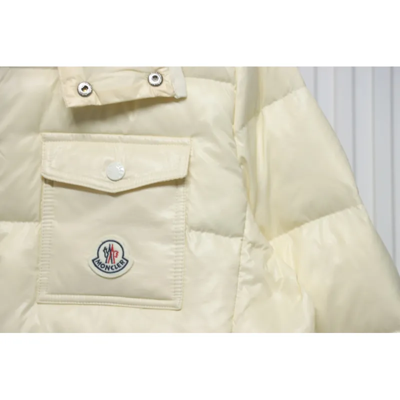 Moncler Women's Andro Detachable Hooded Short Glossy Down Jacket Cream White 