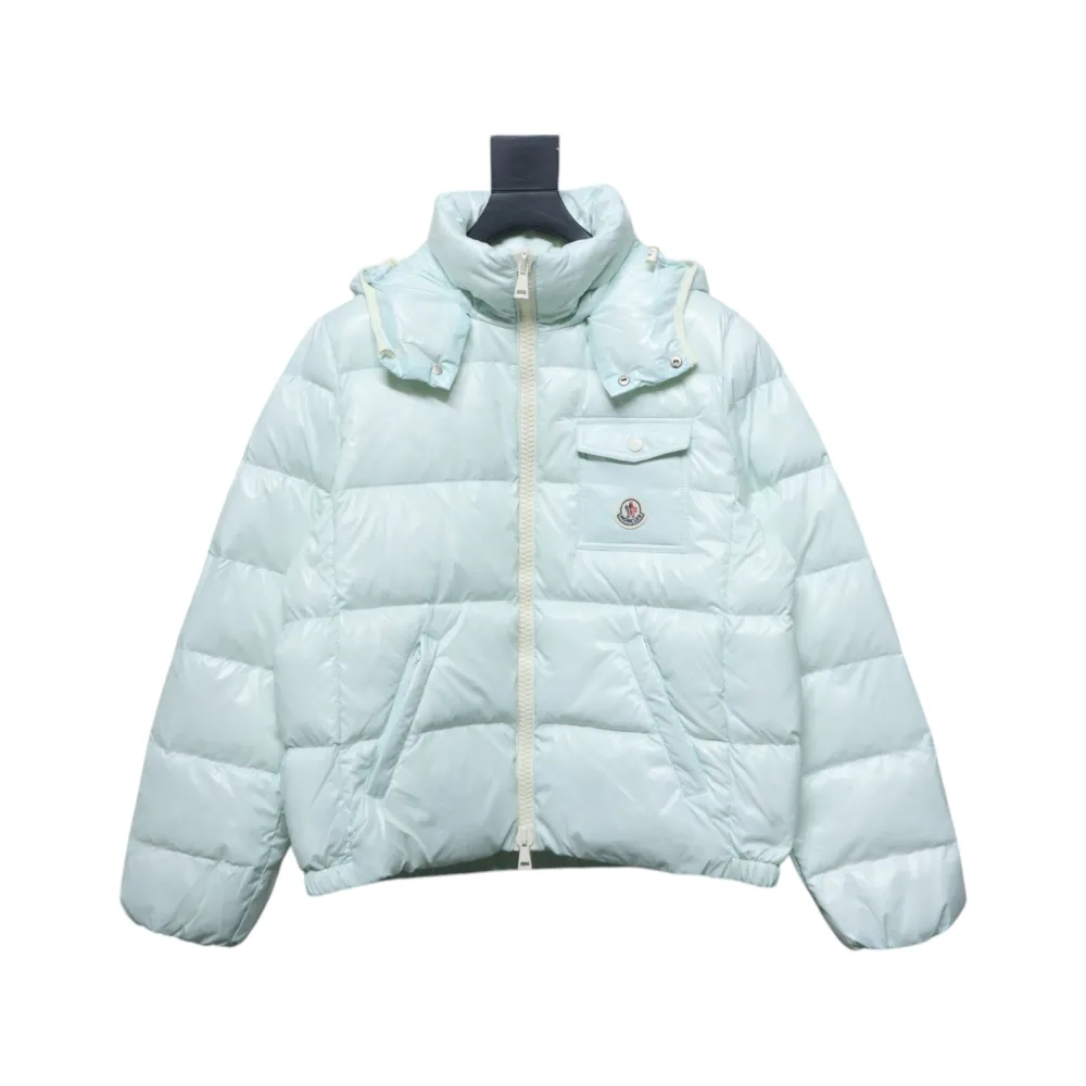 Moncler Women's Andro Detachable Hooded Short Glossy Down Jacket Macaroon Blue