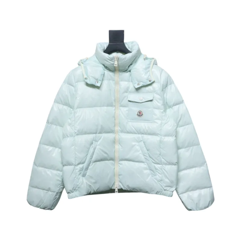 Moncler Women's Andro Detachable Hooded Short Glossy Down Jacket Macaroon Blue