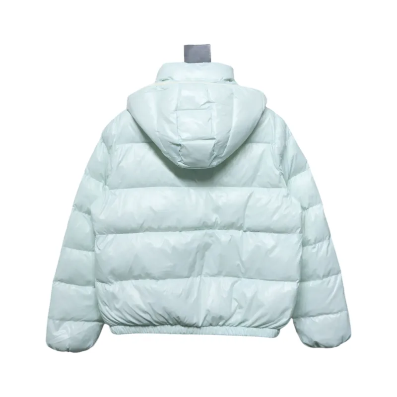 Moncler Women's Andro Detachable Hooded Short Glossy Down Jacket Macaroon Blue
