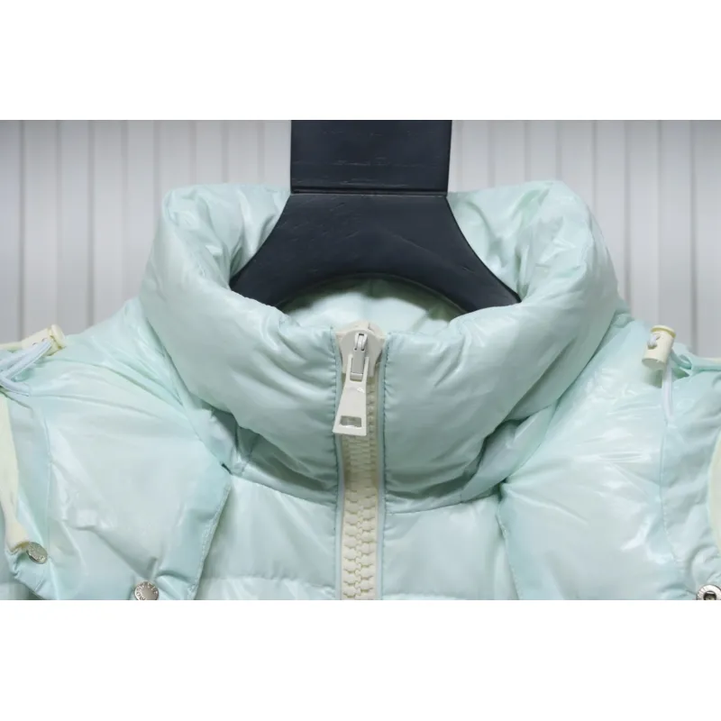 Moncler Women's Andro Detachable Hooded Short Glossy Down Jacket Macaroon Blue