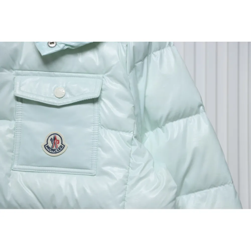 Moncler Women's Andro Detachable Hooded Short Glossy Down Jacket Macaroon Blue