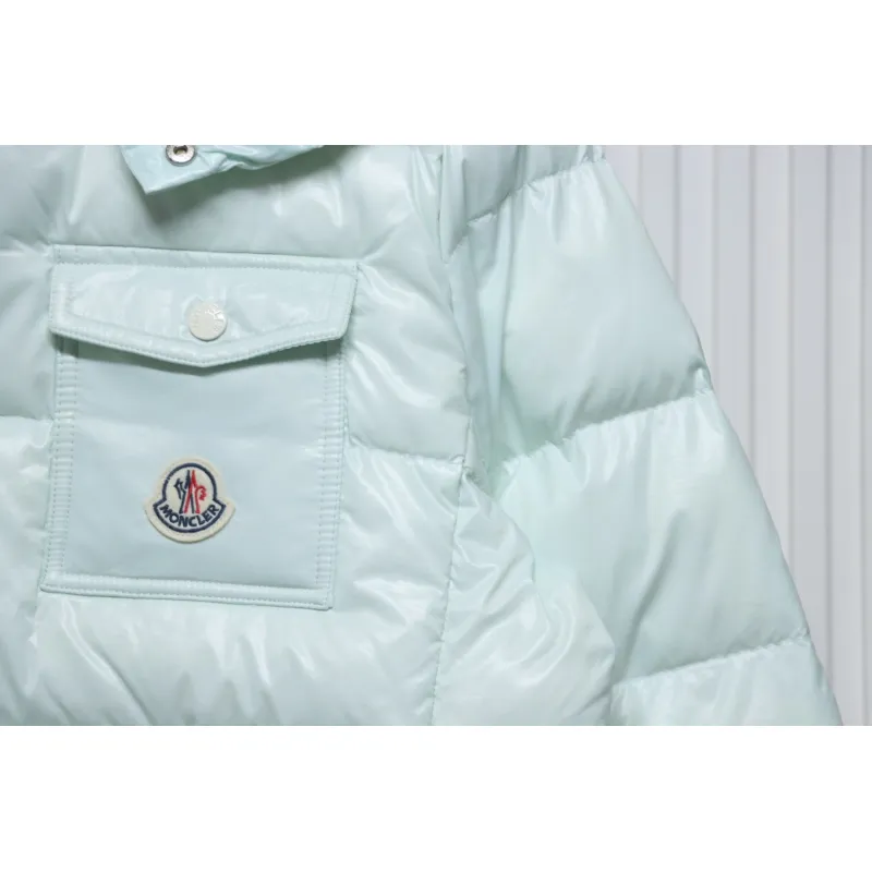 Moncler Women's Andro Detachable Hooded Short Glossy Down Jacket Macaroon Blue