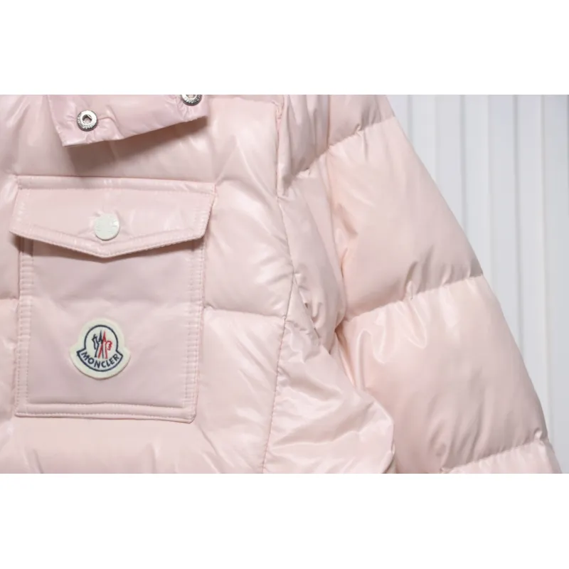 Moncler Women's Andro Detachable Hooded Short Glossy Down Jacket Sakura Pink