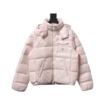 Moncler Women's Andro Detachable Hooded Short Glossy Down Jacket Sakura Pink