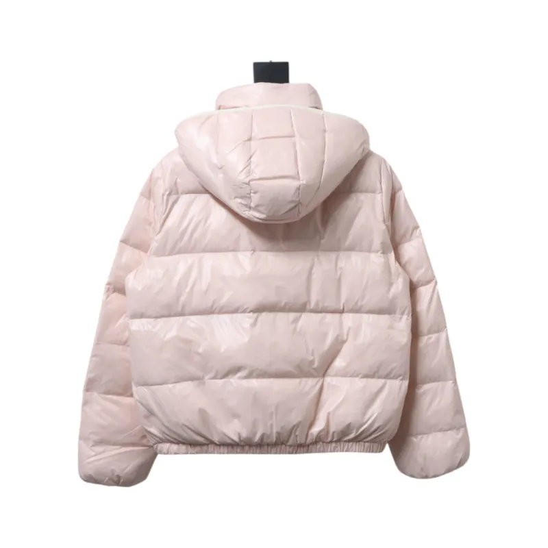 Moncler Women's Andro Detachable Hooded Short Glossy Down Jacket Sakura Pink