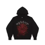 Sp5der OG Rhinestone Logo Hoodie Black