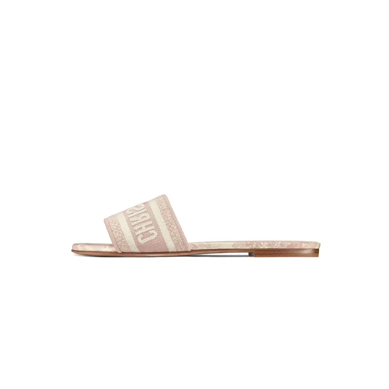 Dior Dway Slide Pink Toile de Jouy Embroidered Cotton KCQ209TJE S46P