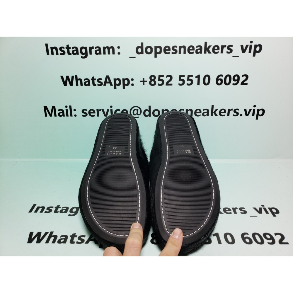 Marni Long-hair Calfskin Fussbett Sabot Black SBMR000600P412200N99