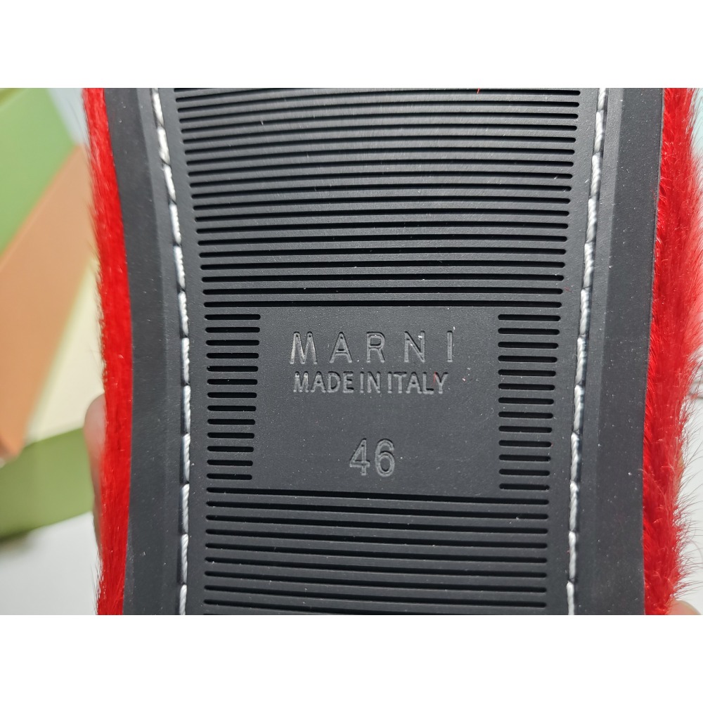 Marni Long-hair Calfskin Fussbett Sabot Red SBMS004601P412200R66