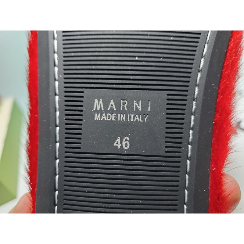 Marni Long-hair Calfskin Fussbett Sabot Red SBMS004601P412200R66