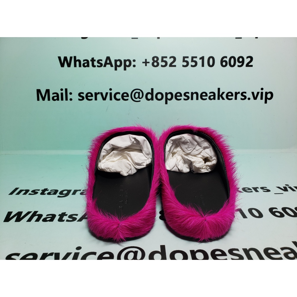Marni Long-hair Calfskin Fussbett Sabot Rose Red 