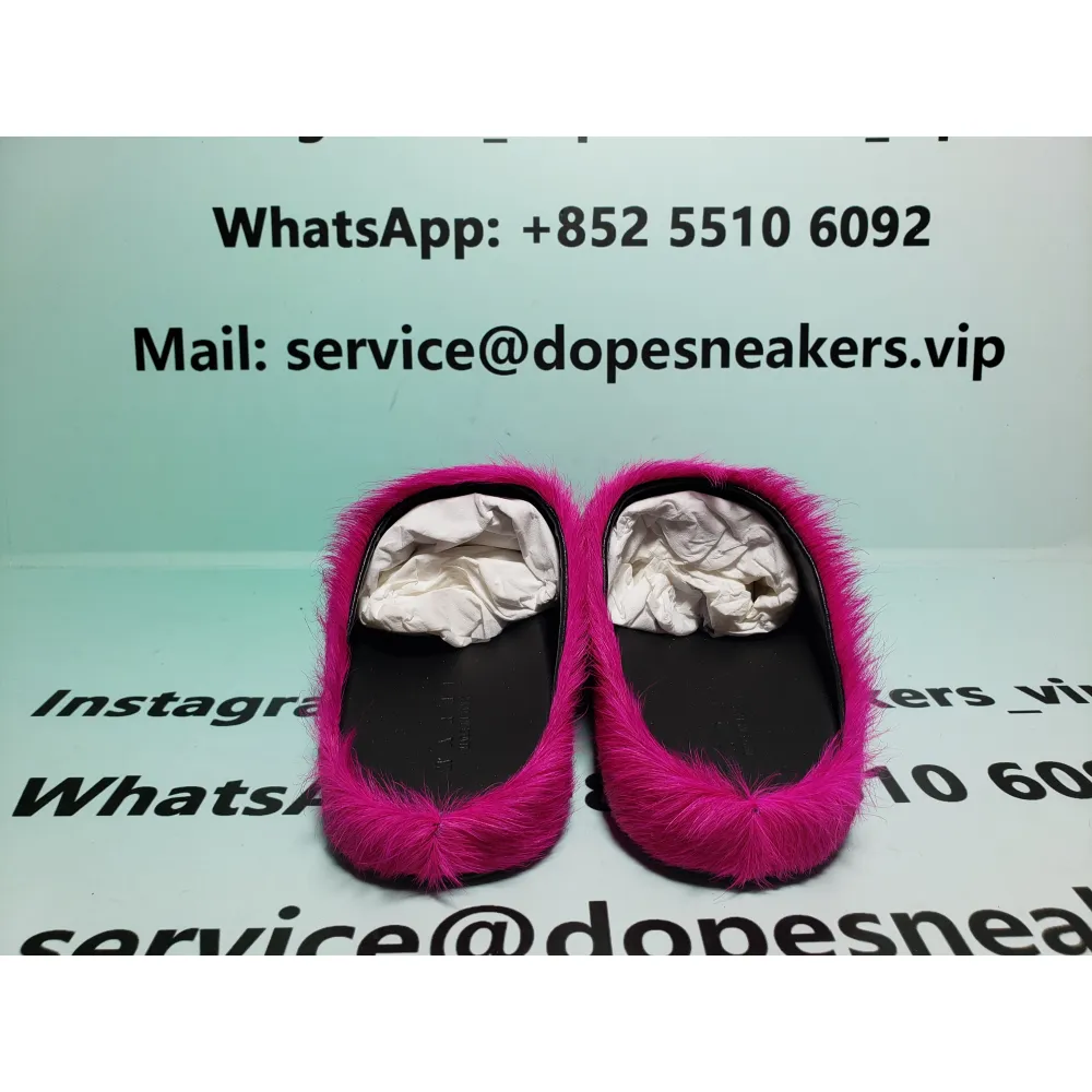Marni Long-hair Calfskin Fussbett Sabot Rose Red 