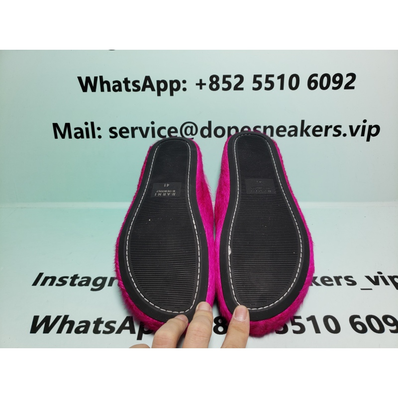 Marni Long-hair Calfskin Fussbett Sabot Rose Red 