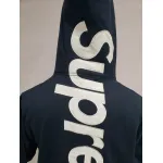 Supreme Satin Appliqué Hoodie Sweatshirt Navy Blue
