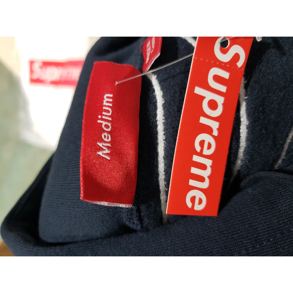 Supreme Satin Appliqué Hoodie Sweatshirt Navy Blue