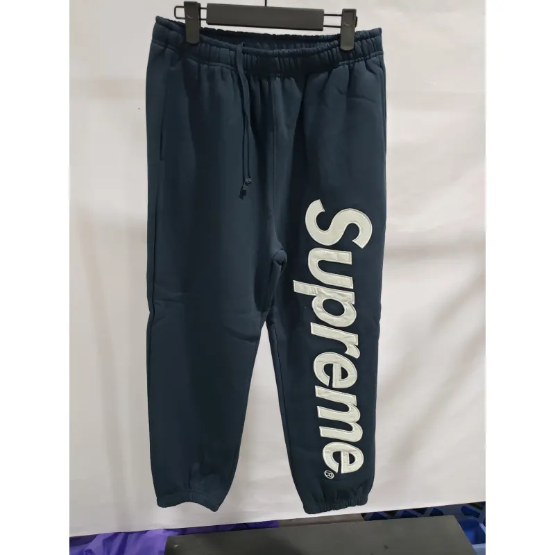 Supreme Satin Applique Sweatpant Navy Blue