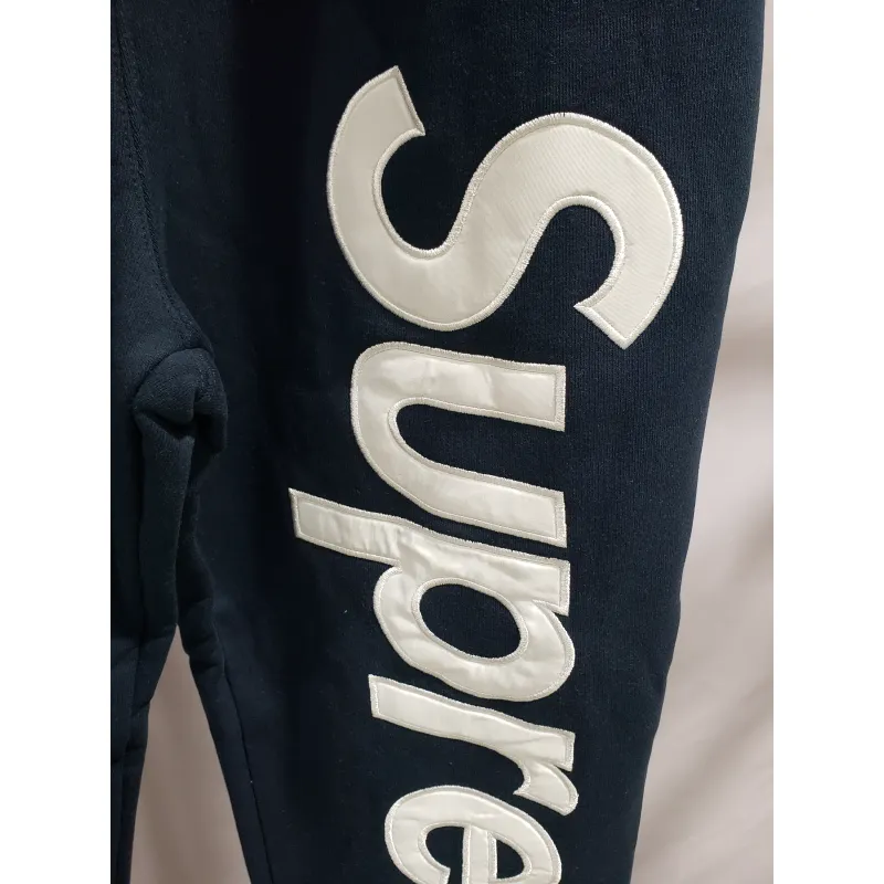Supreme Satin Applique Sweatpant Navy Blue