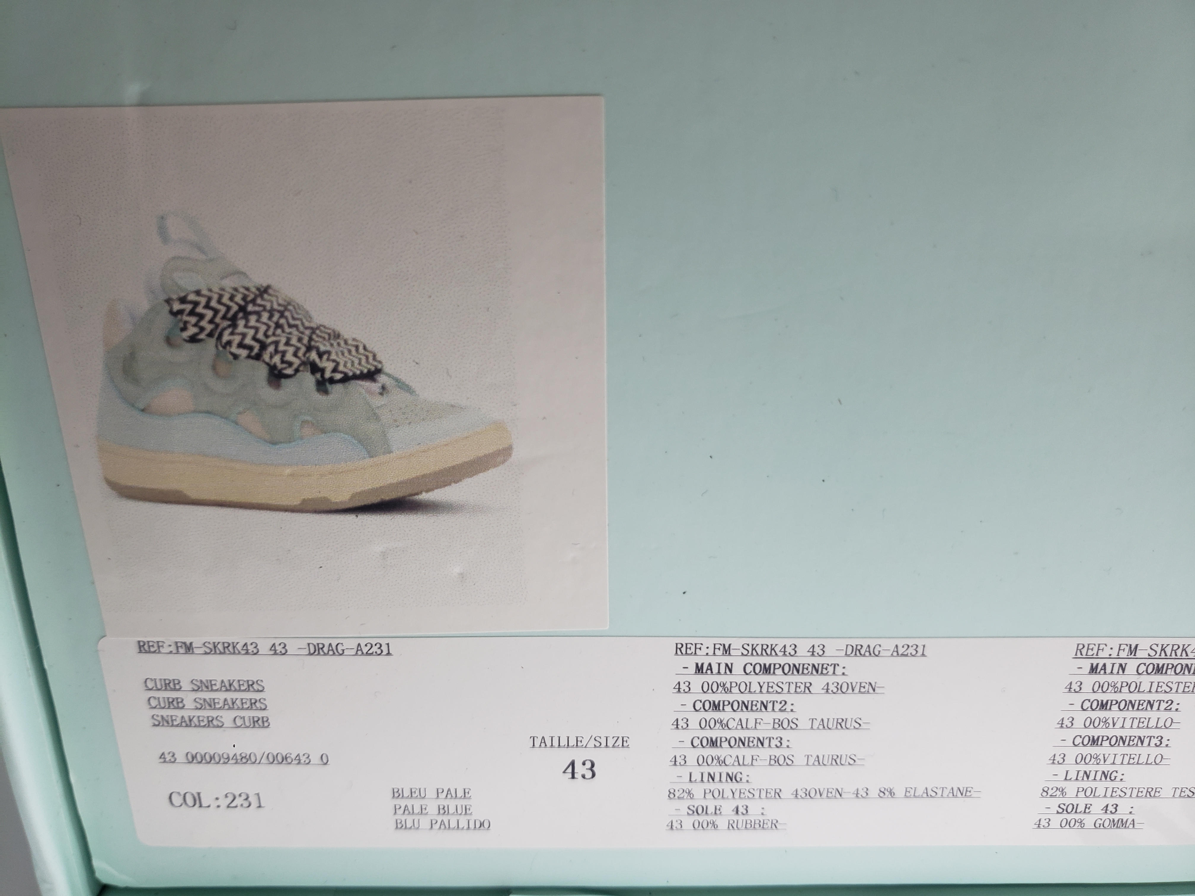 Lanvin Leather Curb Light Blue Gum FW-SKDK02-DRA2-A2121