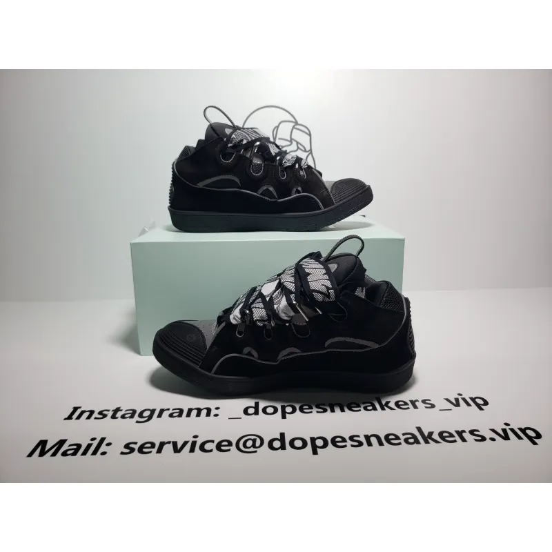 Lanvin Leather Curb Triple Black Sliver