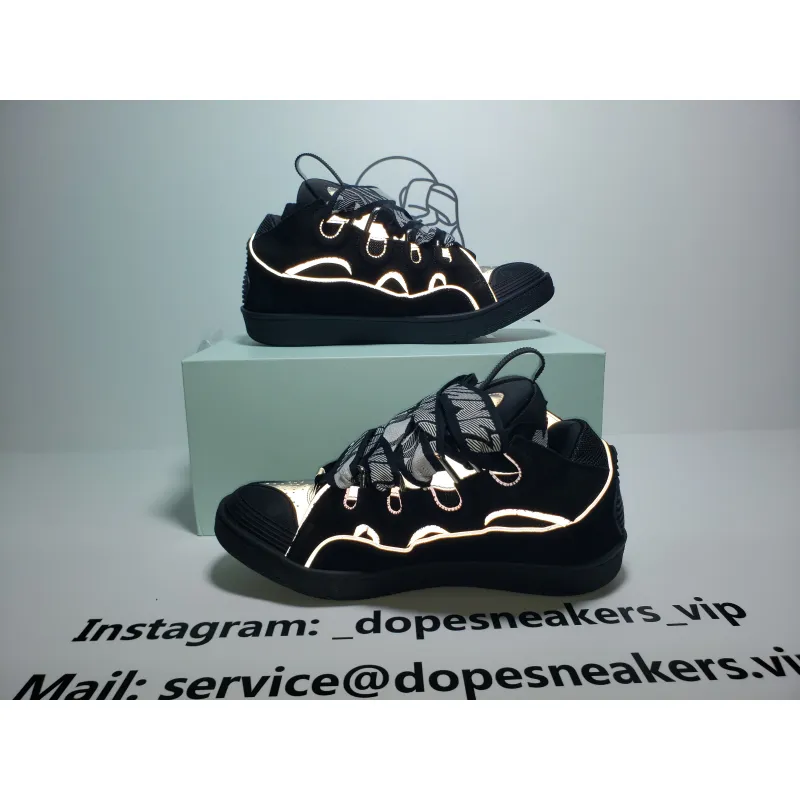 Lanvin Leather Curb Triple Black Sliver