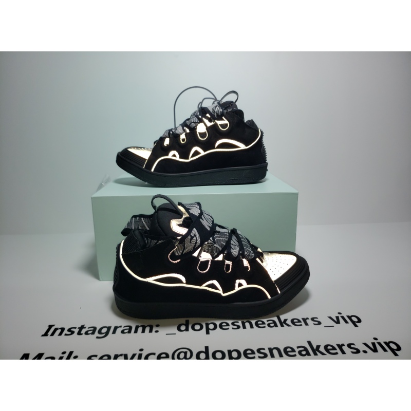 Lanvin Leather Curb Triple Black Sliver