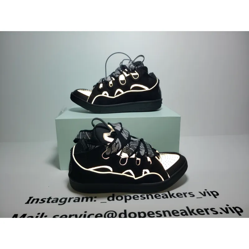 Lanvin Leather Curb Triple Black Sliver