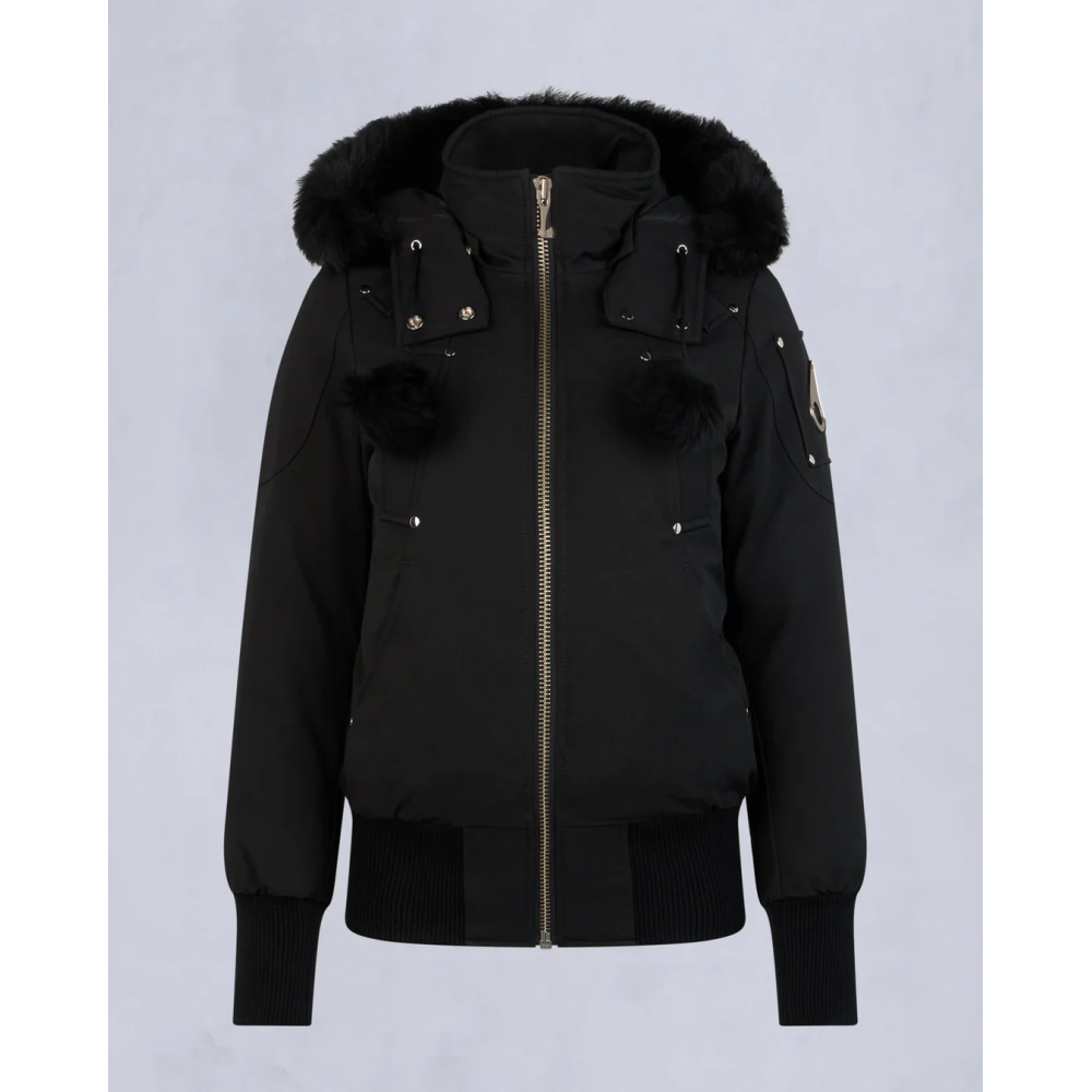 Moose Knuckles Black Jacket Black Wool Collar（NFC) 
