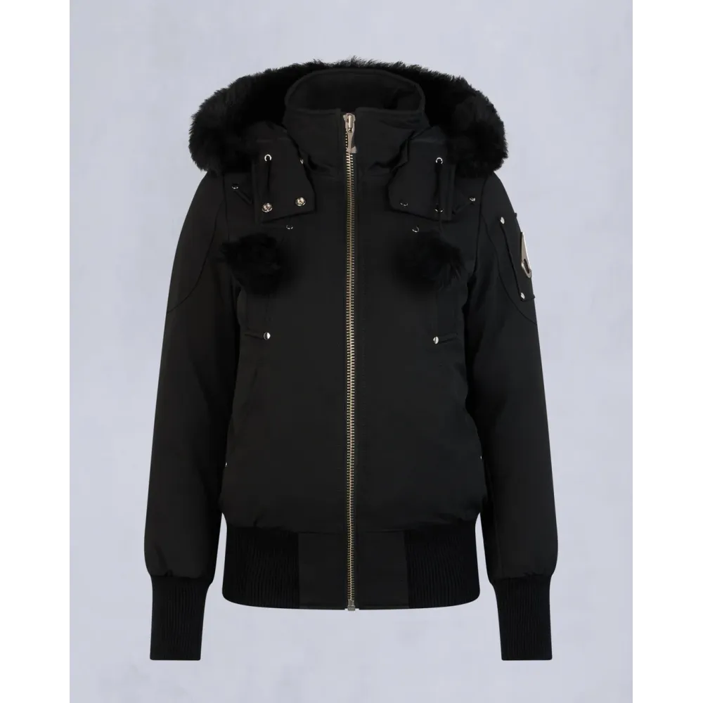 Moose Knuckles Black Jacket Black Wool Collar（NFC) 