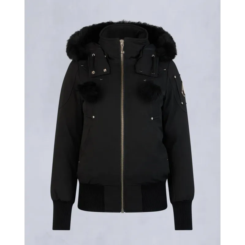 Moose Knuckles Black Jacket Black Wool Collar（NFC) 