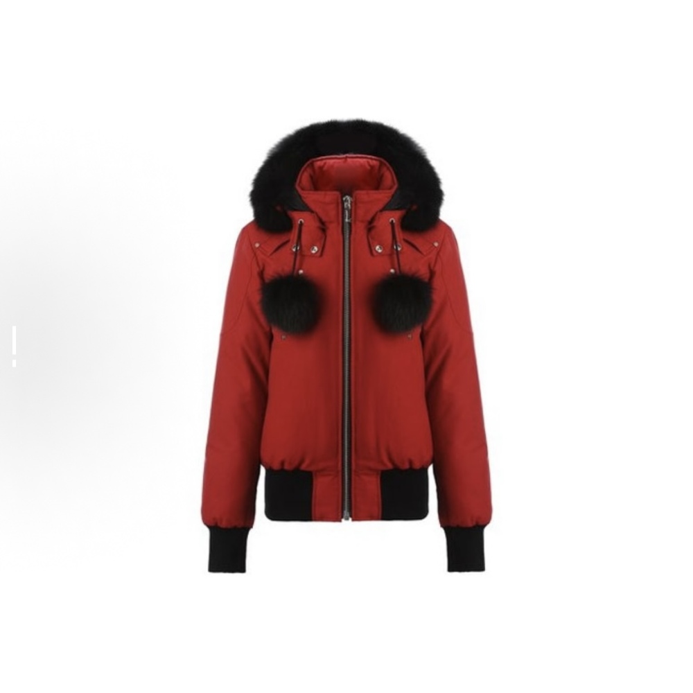 Moose Knuckles Red Jacket Black Wool Collar（NFC) 