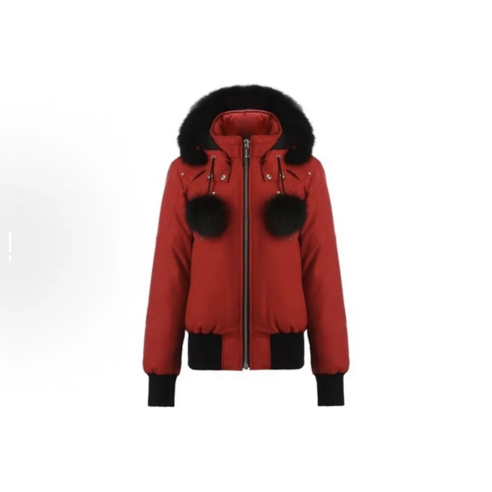 Moose Knuckles Red Jacket Black Wool Collar（NFC) 
