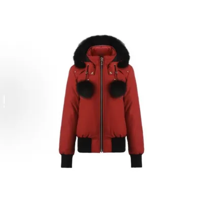 Moose Knuckles Red Jacket Black Wool Collar（NFC)  01