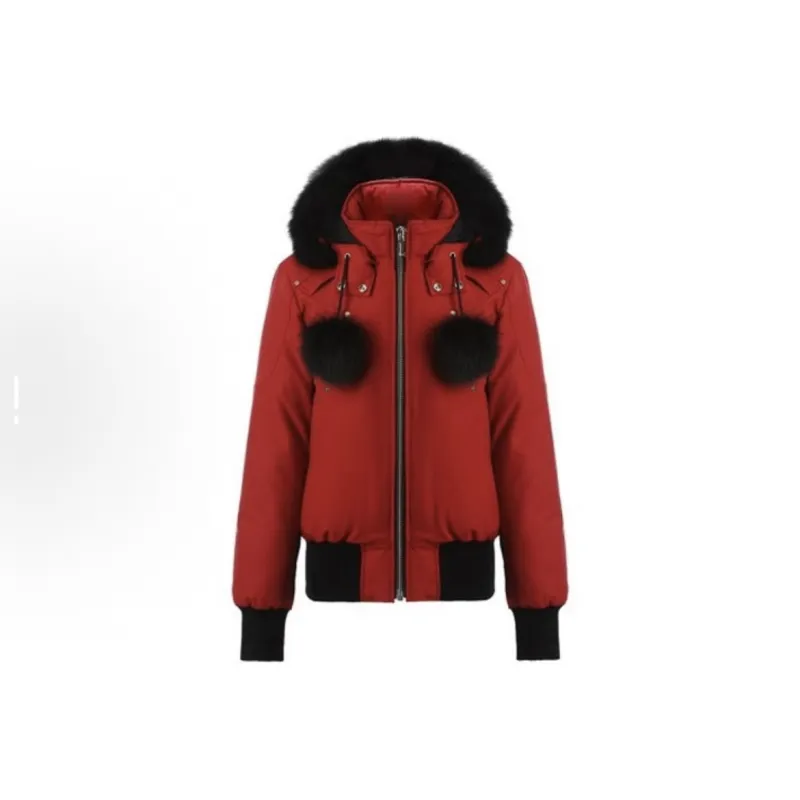 Moose Knuckles Red Jacket Black Wool Collar（NFC) 