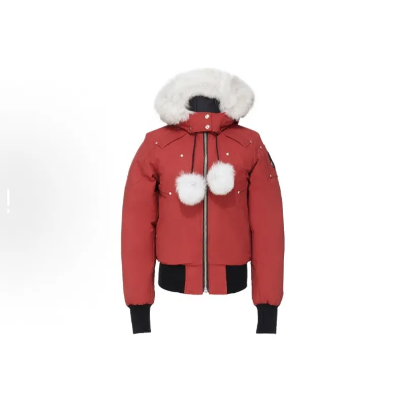 Moose Knuckles Red Jacket White Wool Collar（NFC) 