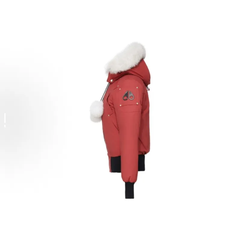 Moose Knuckles Red Jacket White Wool Collar（NFC) 
