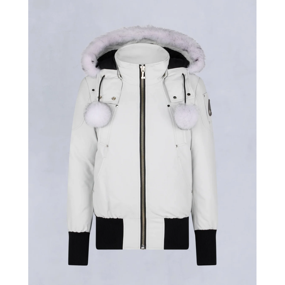 Moose Knuckles White Jacket White Wool Collar（NFC) 