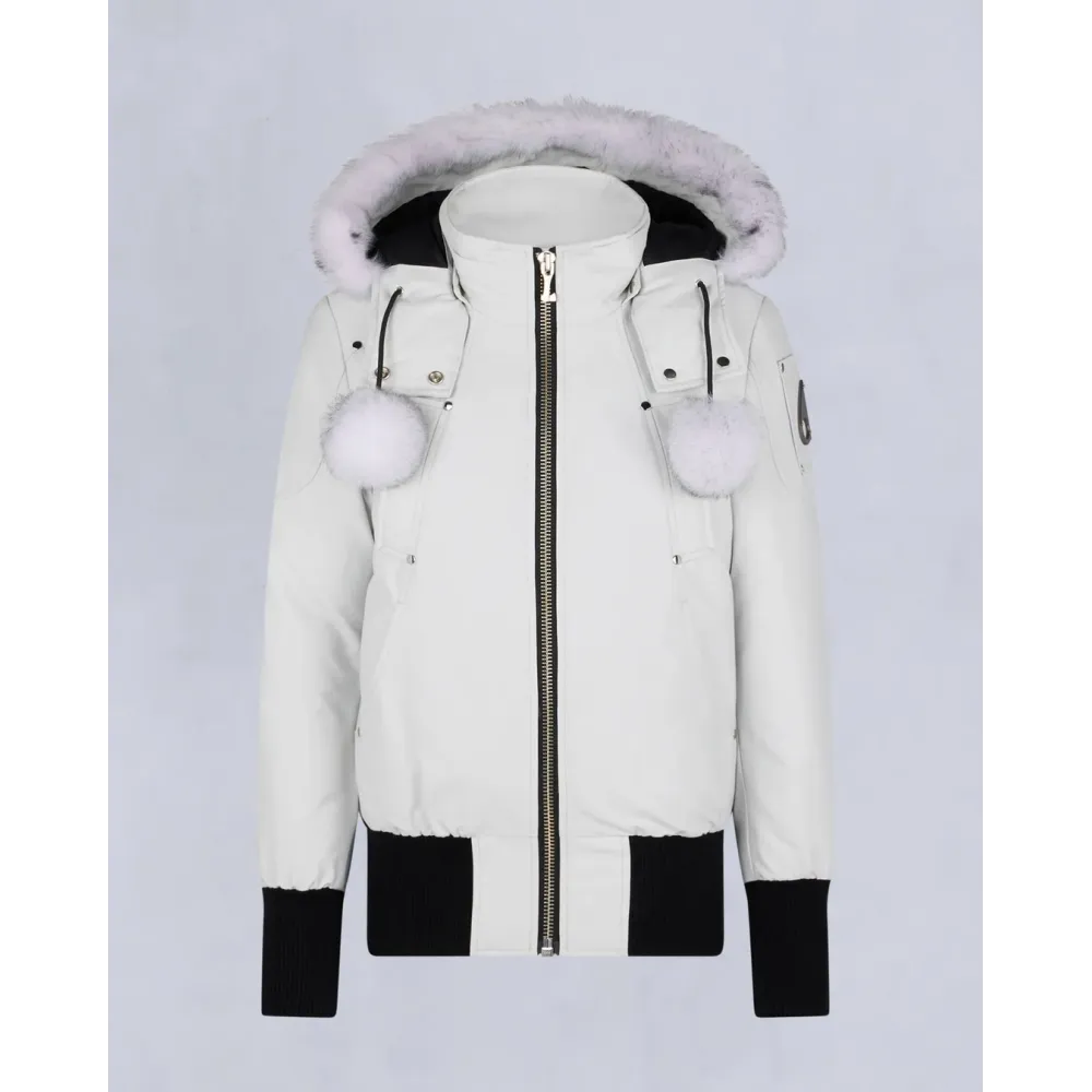 Moose Knuckles White Jacket White Wool Collar（NFC) 